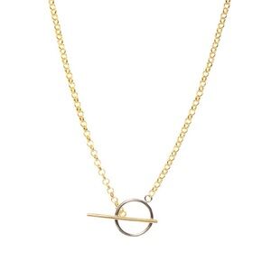 Gold 20” Circle Bar Chain Necklace With OT Buckle